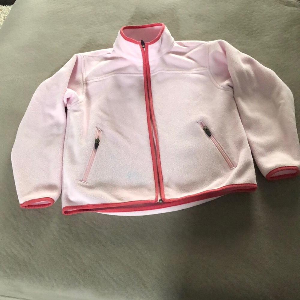 Land's End Fleece Girls Size 7/8 Pink Full Zip Sweatshirt